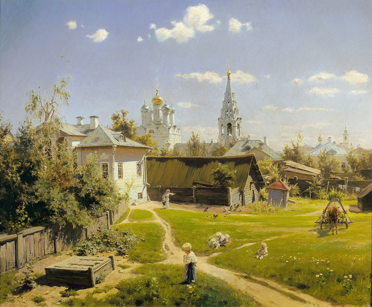 Обои с календарём на июнь 2027: В. Поленов. Московский дворик, 1878